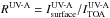 \hbox{$R^{\text{UV-A}}=I^{\text{UV-A}}_{\rm surface} / I^{\text{UV-A}}_{\rm TOA}$}