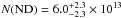 \hbox{$N(\mathrm{ND})=6.0^{+2.3}_{-2.3}\times 10^{13}$}