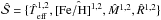 \hbox{$\hat{\cal{S}} = \{ \hat{T}_{\rm eff}^{1,2}, \hat{{\rm [Fe/H]}^{1,2}}, \hat{M}^{1,2}, \hat{R}^{1,2}\}$}