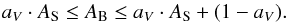 Mathematical equation: \begin{equation} \label{abondconstraint} a_V \cdot A_{\rm S}\leq A_{\rm B}\leq a_V\cdot A_{\rm S}+(1-a_V). \end{equation}