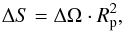 Mathematical equation: \begin{equation} \label{surfelement} \Delta S=\Delta \Omega \cdot R_{\rm p}^2, \end{equation}