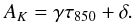 \begin{equation} \label{eq:linear-conversion} A_{\it{K}} = \gamma\tau_{850}+ \delta. \end{equation}