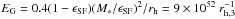 \hbox{$E_\mathrm{G}=0.4 (1-\epsilon_\mathrm{SF}) (M_*/\epsilon_\mathrm{SF})^2/r_\mathrm{h}= 9\times 10^{52}~r_\mathrm{h,3}^{-1}$}