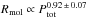 \hbox{$R_{\rm mol} \propto P_{\rm tot}^{0.92 \,\pm\, 0.07}$}