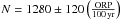 \hbox{$N=1280\pm120 \left(\rm{\frac{ORP}{100\,yr}}\right)$}