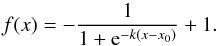 \appendix \setcounter{section}{1} \begin{equation} f(x) = -\frac{1}{1 + {\rm e}^{-k (x - x_0)}} + 1. \end{equation}