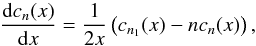 \begin{equation} \frac{\rd c_n(x)}{\rd x}=\frac{1}{2x}\left(c_{n_1}(x)-nc_n(x)\right), \end{equation}