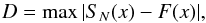 \appendix \setcounter{section}{1} \begin{equation} \label{eqn:kolstat} D = \max \vert S_N(x) - F(x) \vert, \end{equation}