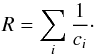 \appendix \setcounter{section}{2} \begin{equation} R = \sum\limits_i^{} \frac{1}{ c_i}\cdot \label{eqn:rdet} \end{equation}