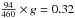\hbox{$\frac{94}{460} \times g = 0.32$}