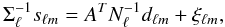 Mathematical equation: $$ \Sigma_\ell^{-1} s_{\ell m} = A^T N_\ell^{-1} d_{\ell m} + \xi_{\ell m}, $$