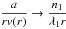 Mathematical equation: \hbox{$\displaystyle\frac{a}{rv(r)} \rightarrow \displaystyle\frac{n_1}{\lambda_1r}$}