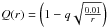 Mathematical equation: \hbox{$Q(r)=\left(1-q\sqrt{\frac{0.01}{r}}\right)$}