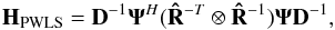 Mathematical equation: \begin{equation} \bH_{\text{PWLS}} = \bD^{-1}\bAt^H(\bRh^{-T} \otimes \bRh^{-1})\bAt\bD^{-1}, \end{equation}