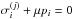 Mathematical equation: \hbox{$\sigma_i^{(j)} + \mu p_i = 0$}