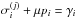 Mathematical equation: \hbox{$\sigma_i^{(j)} + \mu p_i = \gamma_i$}