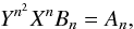 Mathematical equation: \begin{equation} Y^{n^2}X^nB_n=A_n, \label{system} \end{equation}