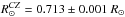 Mathematical equation: \hbox{$R_\odot^{CZ}=0.713\pm 0.001 ~R_\odot$}