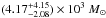 Mathematical equation: \hbox{$(4.17^{+4.15}_{-2.08})\times 10^3~M_{\odot}$}