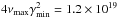 Mathematical equation: \hbox{$4\nu_{\rm max}\gamma_{\rm min}^2 = 1.2\times 10^{19}\,$}