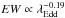 Mathematical equation: \hbox{$EW \propto \lambda_{\rm Edd}^{-0.19}$}