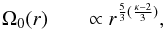 Mathematical equation: \begin{eqnarray} \label{omega0} \Omega_0(r) &&\propto r^{\frac{5}{3}(\frac{\kappa-2}{3})}, \end{eqnarray}