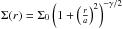 Mathematical equation: \hbox{$\Sigma(r)=\Sigma_0 \left(1+\left(\frac{r}{a}\right)^2\right)^{-\gamma/2}$}