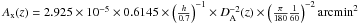 Mathematical equation: \hbox{$A_{\rm x}(z)=2.925 \times 10^{-5} \times 0.6145 \times \left ( {h \over 0.7} \right ) ^{-1} \times D_{\rm A}^{-2}(z) \times \left ( {\pi \over 180} {1 \over 60} \right ) ^{-2} {\rm arcmin}^2$}