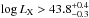 Mathematical equation: \hbox{$\log L_{\rm X}>43.8^{+0.4}_{-0.3}$}