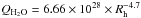 Mathematical equation: \hbox{$Q_{\rm H_2O} = 6.66 \times 10^{28} \times R_{\rm h}^{-4.7}$}