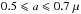Mathematical equation: \hbox{$0.5 \leqslant a \leqslant 0.7~\mu$}