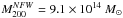 Mathematical equation: \hbox{$M_{200}^{NFW}=9.1\times 10^{14}~M_\odot$}