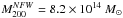 Mathematical equation: \hbox{$M_{200}^{NFW}=8.2\times 10^{14}~M_\odot$}