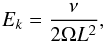 Mathematical equation: \appendix \setcounter{section}{1} \begin{equation} E_k=\frac{\nu}{2 \Omega L^2} , \label{Ekman_number} \end{equation}