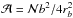 Mathematical equation: \hbox{$\mathcal{A}=\mathcal{N}b^2/4r_b^2$}