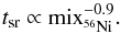 Mathematical equation: \begin{equation} t_{\rm sr}\propto{\rm mix}_{^{56}{\rm Ni}}^{-0.9}. \label{eq:trs_mix} \end{equation}