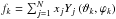 Mathematical equation: \hbox{$f_{k}=\sum_{j=1}^{N}{x_{j}Y_{j}\left(\vartheta_{k},\varphi_{k}\right)} $}