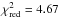 Mathematical equation: \hbox{$\chi^2_\mathrm{red} = 4.67$}