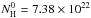 Mathematical equation: \hbox{$N_{\rm H}^0 = 7.38\times 10^{22}$}