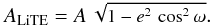 Mathematical equation: \appendix \setcounter{section}{1} \begin{equation} \small A_{\rm LiTE} = A\,\sqrt{1-e^{2}\,\cos^{2}\omega}. \end{equation}