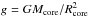 Mathematical equation: \hbox{$g = G M_{\rm core}/R_{\rm core}^2$}