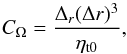 \begin{equation} C_{\rm \Omega}=\frac{\Delta_r (\Delta r)^3}{\etatz}, \label{Com} \end{equation}