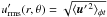 \hbox{$\urmsp(r,\theta)=\sqrt{\brac{{\bm u}^{\prime\,2}}_{\phi t}}$}