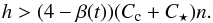 Mathematical equation: \begin{equation} \label{eq:stabcond} h > (4-\beta(t))(C_{\rm c} + C_\star)n. \end{equation}