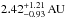\hbox{$2.42^{+1.21}_{-0.93} \, \mathrm{AU}$}