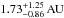 \hbox{$1.73^{+1.25}_{-0.86} \, \mathrm{AU}$}