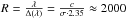 Mathematical equation: \hbox{${R = \frac{\lambda}{\Delta(\lambda)}=\frac{c}{\sigma \cdot 2.35} \approx 2000}$}
