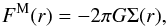 Mathematical equation: \begin{equation} \label{eq:forceMS2} F^{\rm M}(r)=-2\pi G\Sigma(r) , \end{equation}