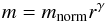 \begin{equation} m = m_{\rm norm} r^{\gamma} \label{larsons} \end{equation}