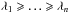 Mathematical equation: \hbox{$\lambda_1\geqslant\hdots\geqslant\lambda_n$}